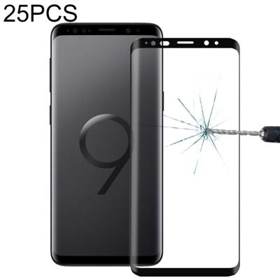 25 stuks voor Galaxy S9 0.33 mm 9H oppervlakte hardheid 3D gebogen rand anti-kras Full Screen HD volledig zelfklevende glas screen protector (zwart)