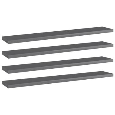 VidaXL Wandschappen 4 st 60x10x1,5 cm spaanplaat hoogglans grijs