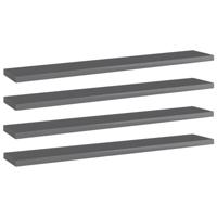 VidaXL Wandschappen 4 st 60x10x1,5 cm spaanplaat hoogglans grijs - thumbnail