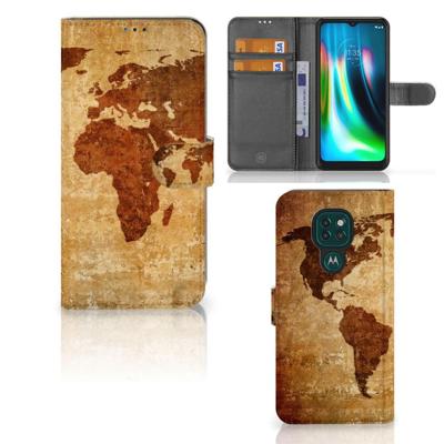 Motorola Moto G9 Play | E7 Plus | Flip Cover | Wereldkaart Motorola Moto G9 Play | E7 Plus | Flip Cover | Wereldkaart