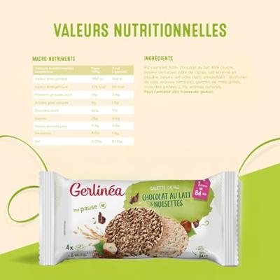 Gerlinea Rijstwafel Melkchocolade & Hazelnoten 4x2 stuks