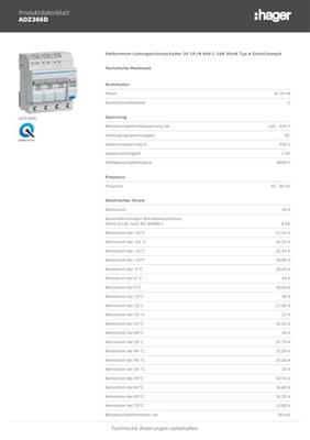 Hager ADZ366D Aardlekschakelaar/zekeringautomaat 4-polig 16 A 0.03 A 230 V