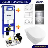 Geberit Up320 Toiletset 30 Villeroy & Boch O.Novo Directflush Met Bril En Drukplaat - thumbnail