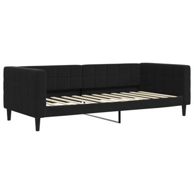 Slaapbank met onderschuifbed en lades 90x190 cm fluweel zwart
