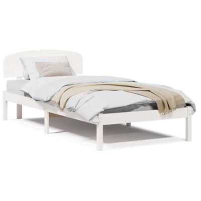 Bedframe met hoofdeinde Wit 100 x 200 cm Massief grenenhout