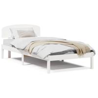 Bedframe met hoofdeinde Wit 100 x 200 cm Massief grenenhout - thumbnail