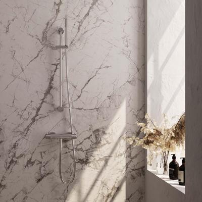 Brauer Chrome Carving Glijstangset met Thermostaatkraan - Staafhanddouche - Chroom