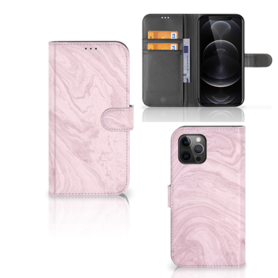 Apple iPhone 12 Pro Max | Bookcase | Marble Pink - Origineel Cadeau Vriendin Apple iPhone 12 Pro Max | Bookcase | Marble Pink - Origineel Cadeau Vriendin