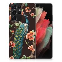 Samsung Galaxy S21 Ultra | TPU Hoesje | Pauw met Bloemen - thumbnail