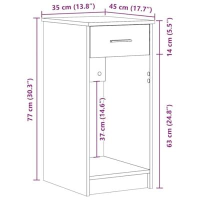 Computertorenstandaard met lade 35x45x77 cm artisanaal eiken