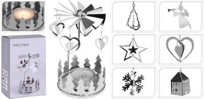 Home & Styling Theelichthouder carrousel zilver
