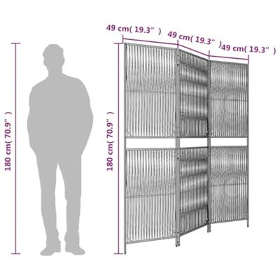 Kamerscherm 3 panelen poly rattan bruin
