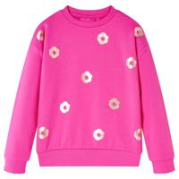 Kindertrui bloemenprint 116 donkerroze - thumbnail