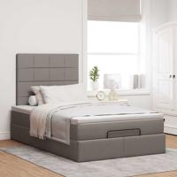 Ottoman bed met matras 90x190cm stof taupe - thumbnail