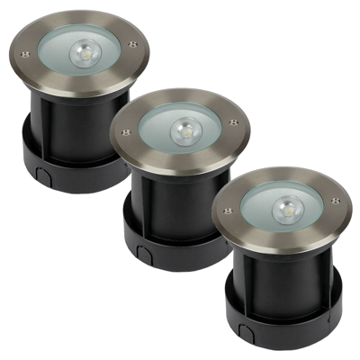 Set van 3 Oblique LED Grondspots buiten - XL Ø15cm - 20° Stralingshoek - 4000K neutraal wit - 8W 350lm - Tuinspot - RVS - IP67 waterdicht