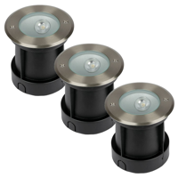 Set van 3 Oblique LED Grondspots buiten - XL Ø15cm - 20° Stralingshoek - 4000K neutraal wit - 8W 350lm - Tuinspot - RVS - IP67 waterdicht - thumbnail