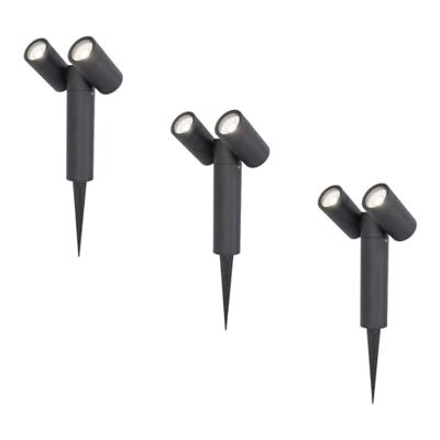 Set van 3 Pinero Dubbel LED prikspots - GU10 8 Watt 345 Lumen - Dimbaar - Kantelbaar - GU10 - 6500K daglicht wit - IP64 Waterdicht - Zwart