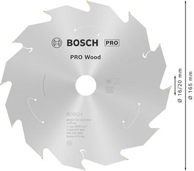 Bosch Accessories Bosch Power Tools 2608837684 Hardmetaal-cirkelzaagblad 165 x 20 mm Aantal tanden: 12 1 stuk(s)