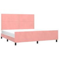 Bedframe met hoofdeinde fluweel roze 160x200 cm - thumbnail