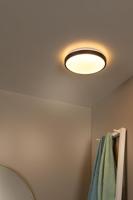 Lucide DASHER - Plafonnière Badkamer - Ø 29,3 cm - LED - 1x12W 2700K - IP44 - Bewegingssensor - Zwart - thumbnail