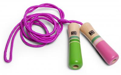 BS Toys springtouw roze met houten handvatten