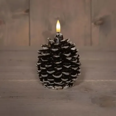 Anna&apos;s Collection LED kaars 3d flame dennenappel 8.5x10cm bruin 1 stuks