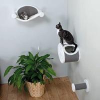 Trixie kattenmand hangmat voor aan de muur wit / grijs - thumbnail