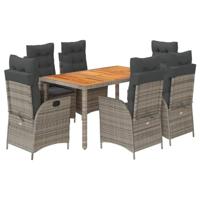7-delige Tuinset met kussens poly rattan grijs - thumbnail