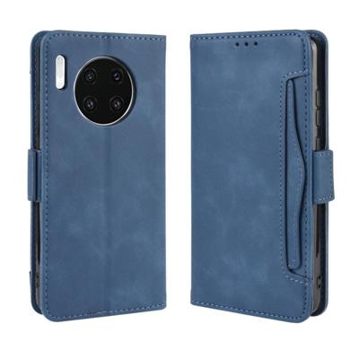 Portemonnee stijl huid voelen kalf patroon lederen draagtas voor Huawei mate 30 met aparte kaartsleuf (blauw)