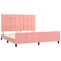 Bedframe met hoofdeinde fluweel roze 180x200 cm - thumbnail