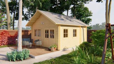 Tuindeco Berlijn Blokhut 490x530 cm 44 mm vuren blank- Zadeldak- Onbehandeld vurenhout- Tuindeco Tuindeco Berlijn Blokhut 490x530 cm 44 mm vuren blank- Zadeldak- Onbehandeld vurenhout- Tuindeco