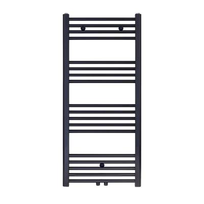 Designradiator BWS Nile Gobi 120x50cm Geborsteld Mat Zwart midden/zij-aansluiting Designradiator BWS Nile Gobi 120x50cm Geborsteld Mat Zwart midden/zij-aansluiting
