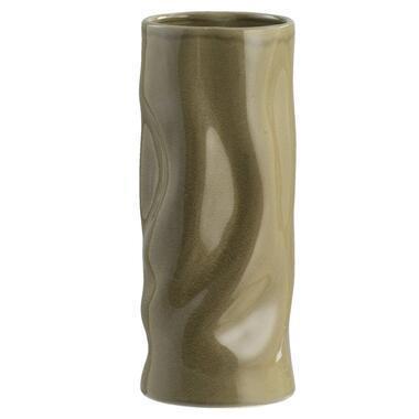 Vaas Setro - groen - keramiek - 29xØ12 cm - Leen Bakker