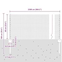 VidaXL Hek met paal zilver 0,6 x 25 m staal - thumbnail