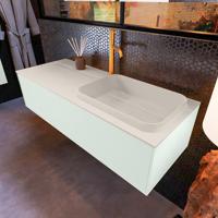 Badkamermeubelset Mondiaz Erin 120 cm met 1 Lade met RIDGE Wastafel Rechts Linen met 1 kraangat Greeploos Mat Greey - thumbnail