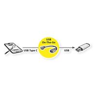 ROLINE USB 3.2 Gen 1 kabel Type C - Type A, Male/Female, OTG , zwart, 0,15 m - thumbnail