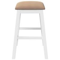 Barstoelen met kussens 2 st massief hout rubber wit - thumbnail