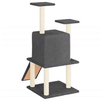 Kattenmeubel met sisal krabpalen 110 cm donkergrijs - thumbnail