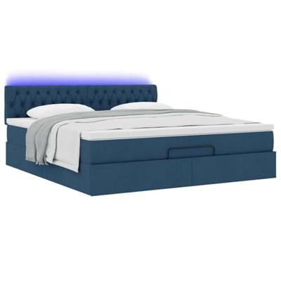 Ottoman bed met matras en LED's 160x200cm stof blauw