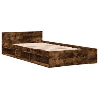 Bedframe met lade bewerkt hout gerookt eikenkleurig 90x200 cm - thumbnail