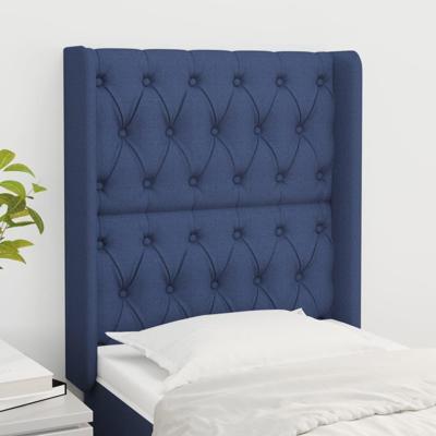 Hoofdbord met randen 83x16x118/128 cm stof blauw