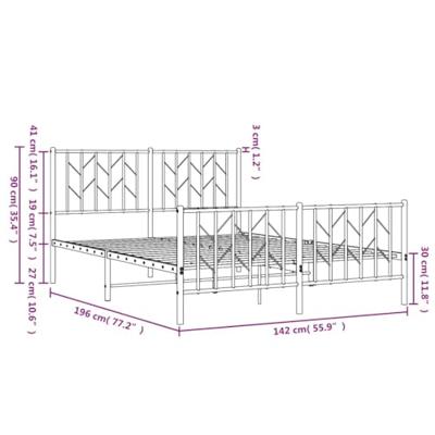 Bedframe met hoofd- en voeteneinde metaal zwart 135x190 cm Bedframe met hoofd- en voeteneinde metaal zwart 135x190 cm