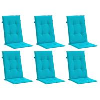VidaXL Stoelkussens hoge rugleuning 6 st stof turquoise - thumbnail