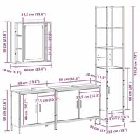 4-delige Badkamermeubelset Zwart Eiken Engineered Hout - thumbnail