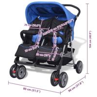 VidaXL Tweelingwagen staal rood en zwart - thumbnail