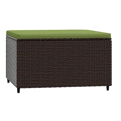 Voetensteunen poly rattan 2 stuks met kussens bruin