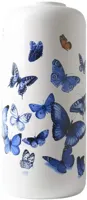 Heinen Delfts Blauw cilindervaas keramiek vlinders 14x31cm delfts blauw - thumbnail