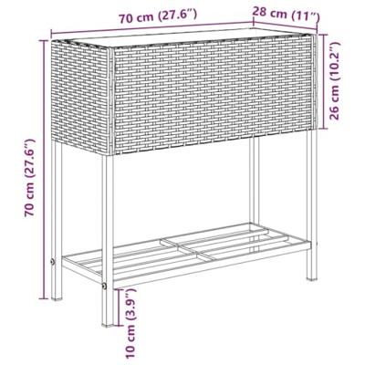 VidaXL Plantenbakken met schap 2 st 70x28x70 poly rattan bruin