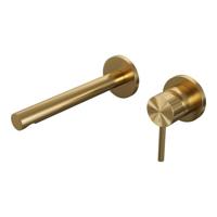 Brauer Stripe inbouw wastafelmengkraan met rechte uitloop en rozetten model A1 goud geborsteld PVD - thumbnail