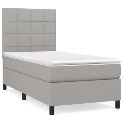 Boxspring met matras stof lichtgrijs 140x190 cm - thumbnail